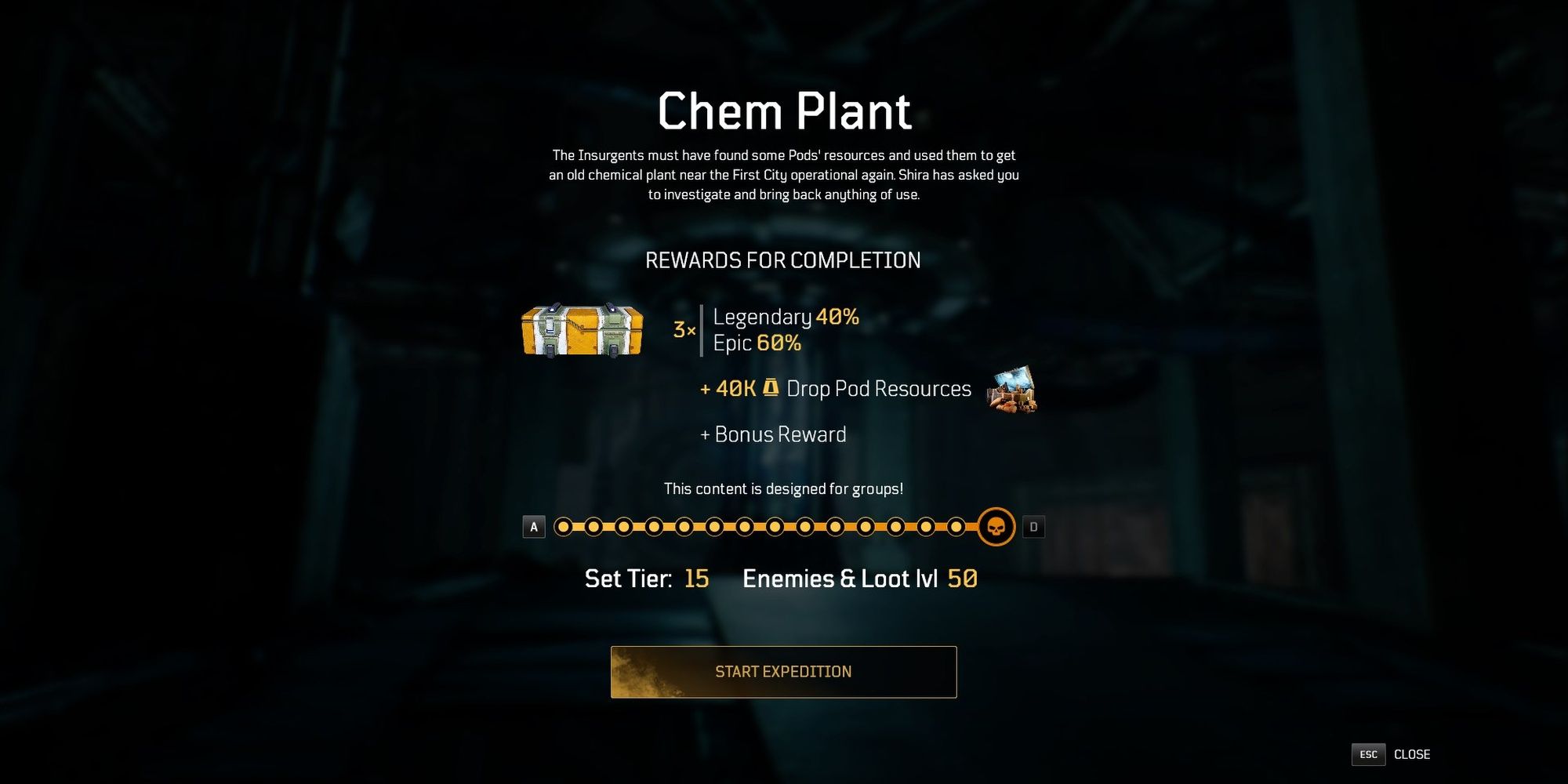 Outriders Chem Plant Updated Rewards