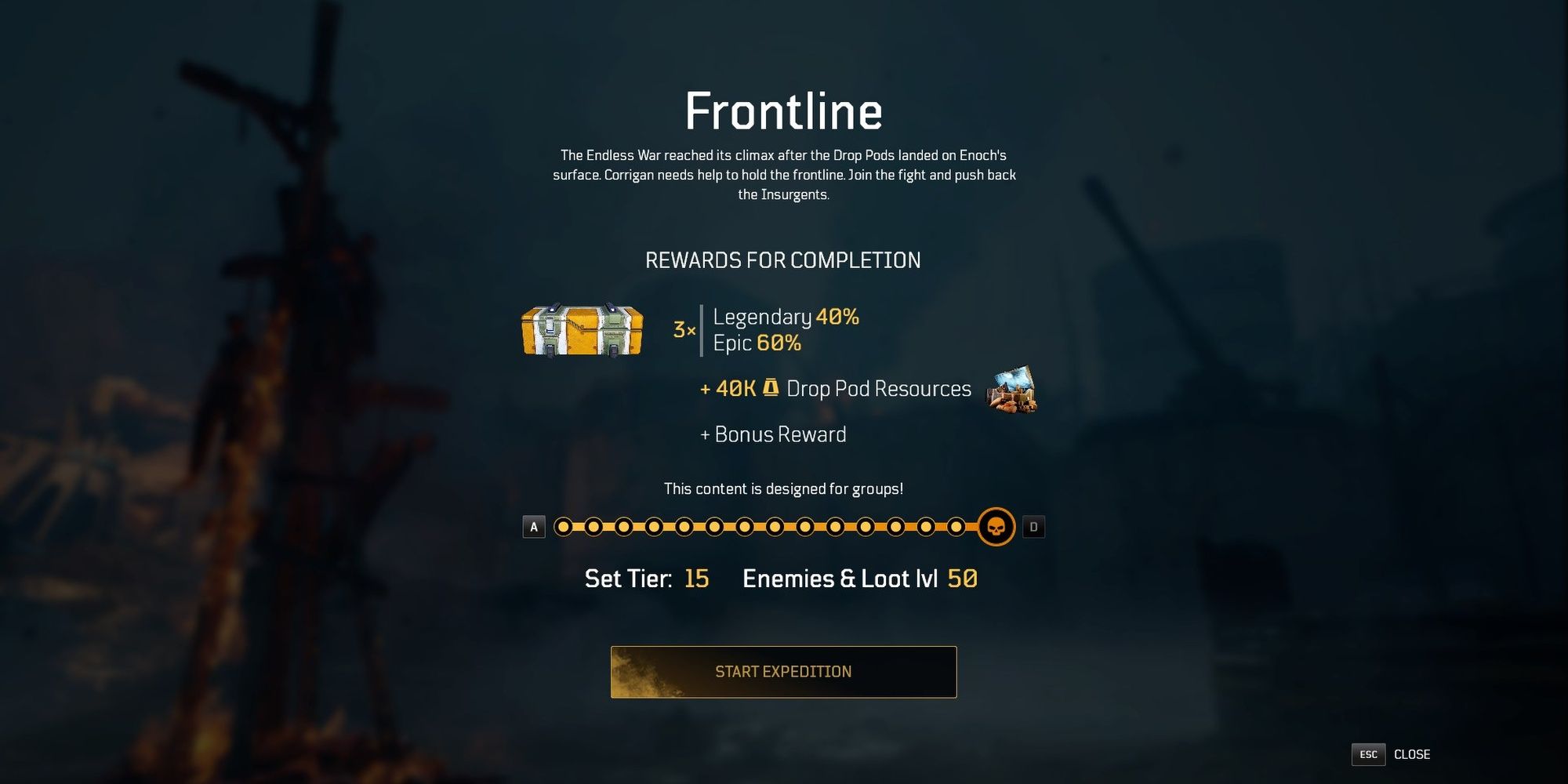 Outriders Frontline Expedition Updated Rewards