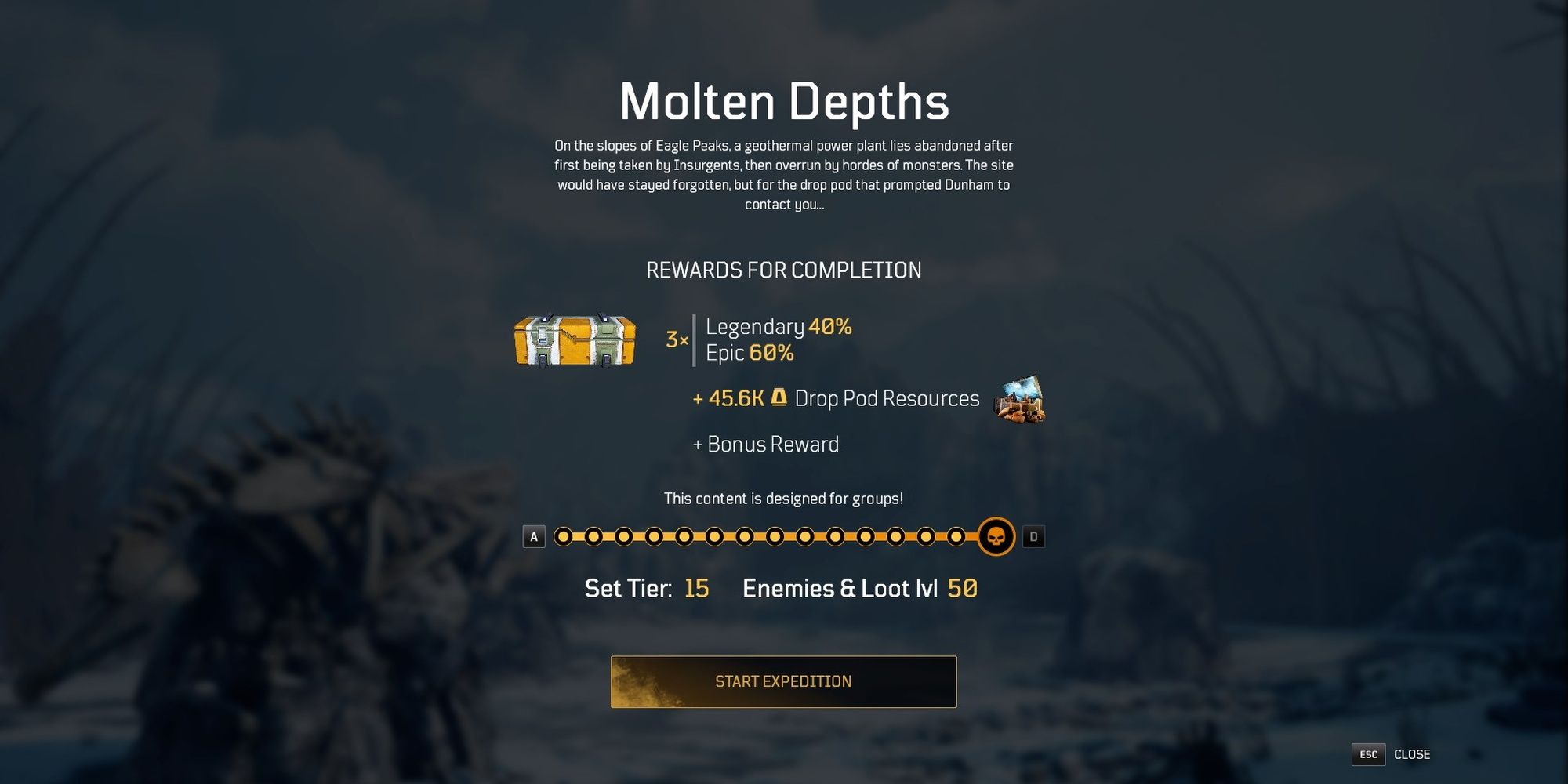 Outriders Molten Depths Expedition Screen