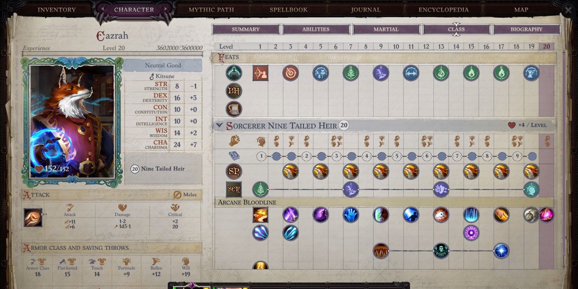Pathfinder Wrath of the Righteous Sorcerer Nine Tailed Heir Build