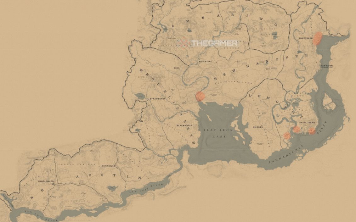 Pigeon map locations Red Dead Redemption 2 Online