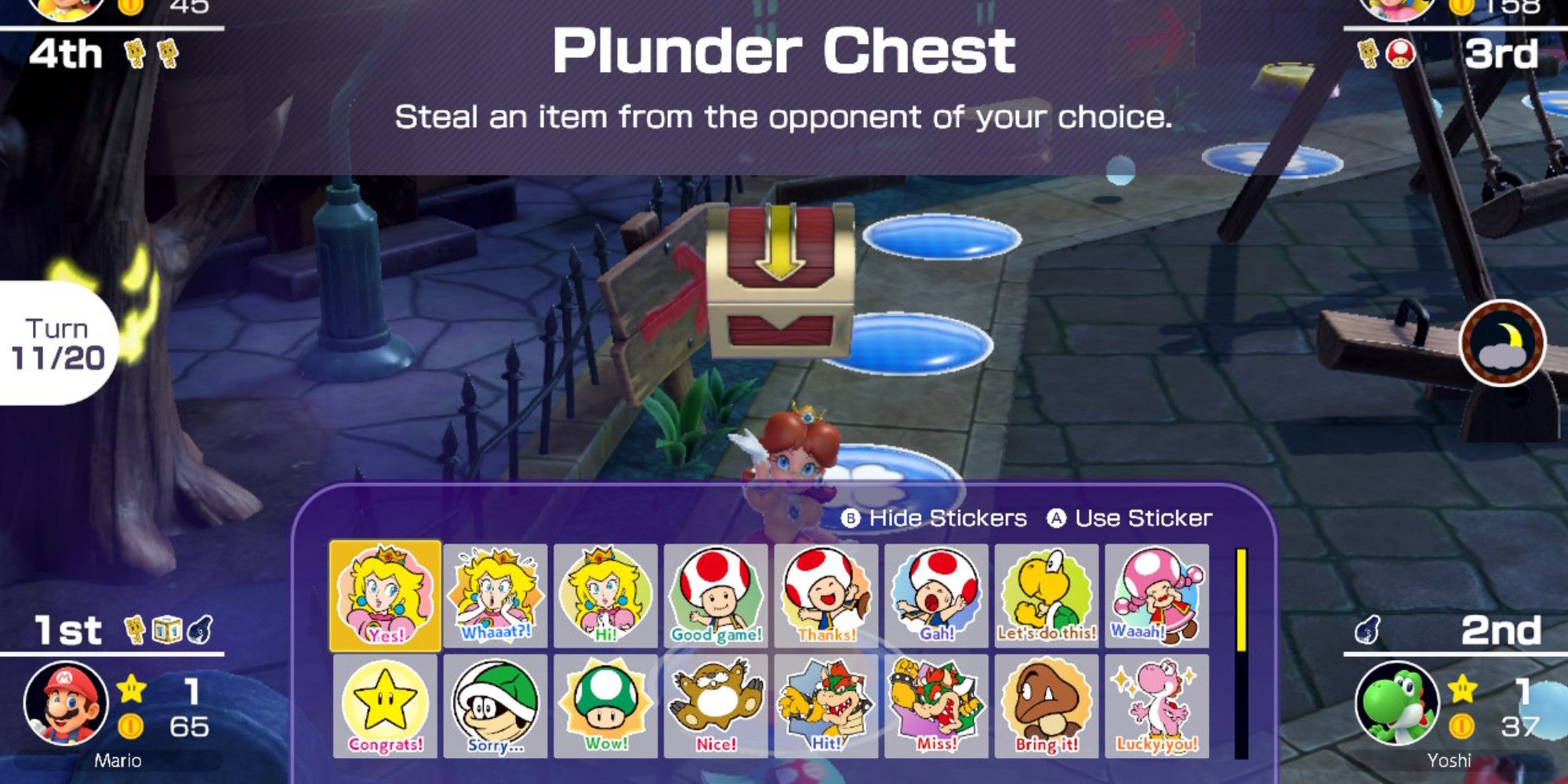 Mario Party Superstars Player Using The Stickers Menu To Select A Sticker