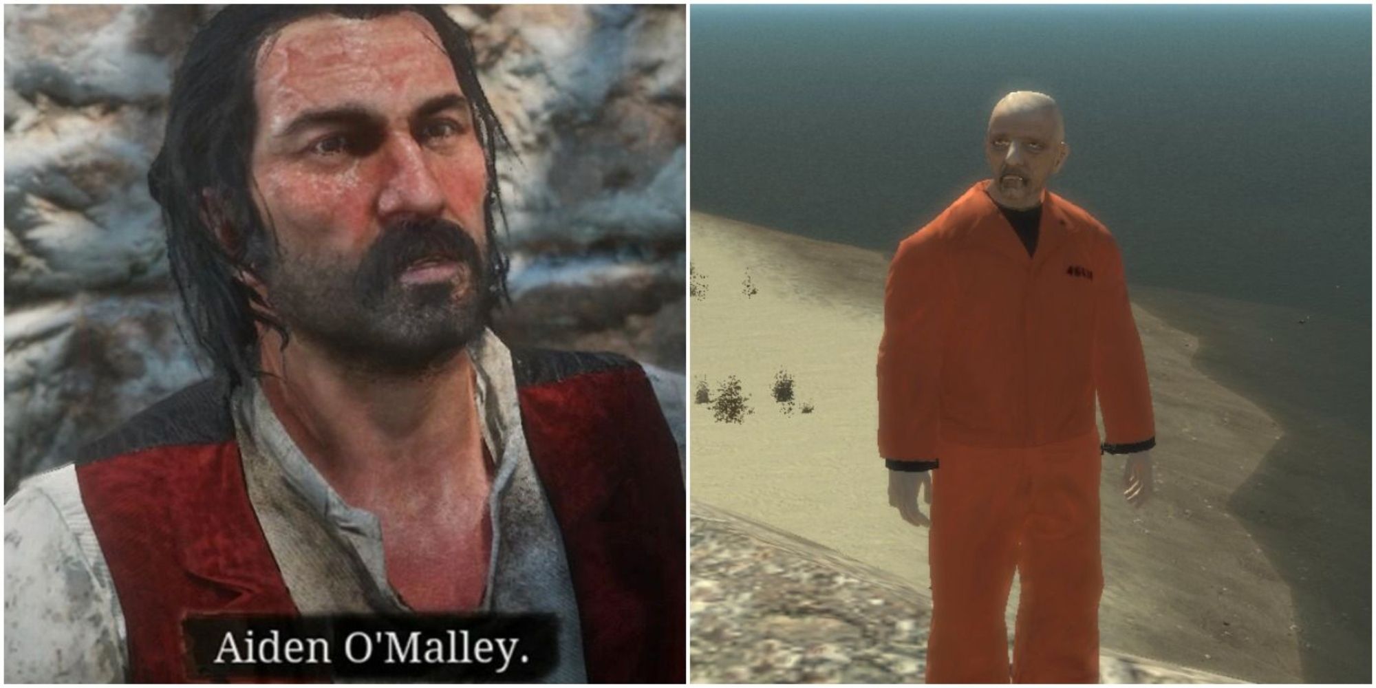 RDR2 and GTAIV Split Image Of Dutch and Aiden OMalley