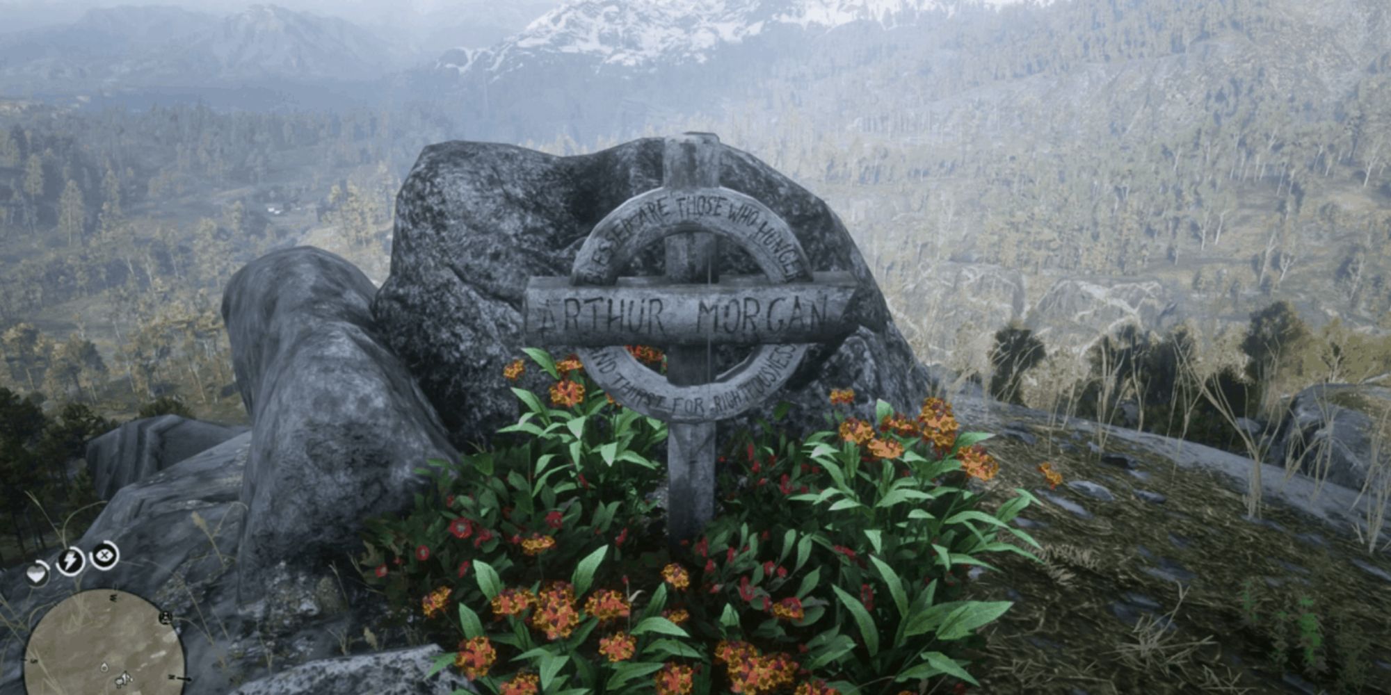 Red Dead Redemption 2 Screenshot Of Arthur's Grave Covered In Flowers