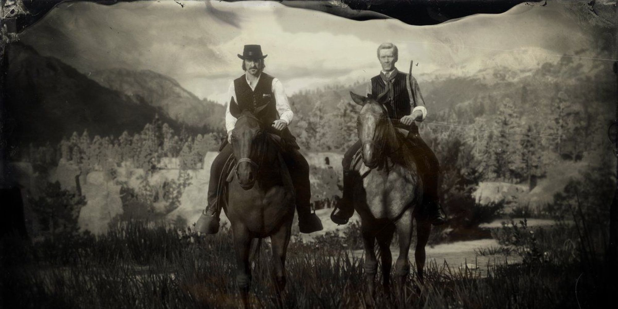 Red Dead Redemption 2 Black And White Picture Of Dutch and Hosea 