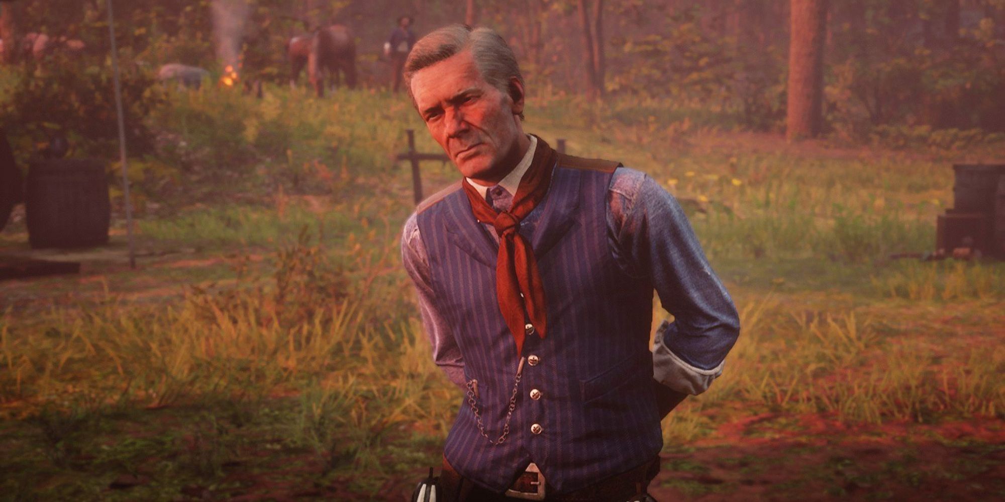 Red Dead Redemption 2 Screenshot Of Hosea In Camp