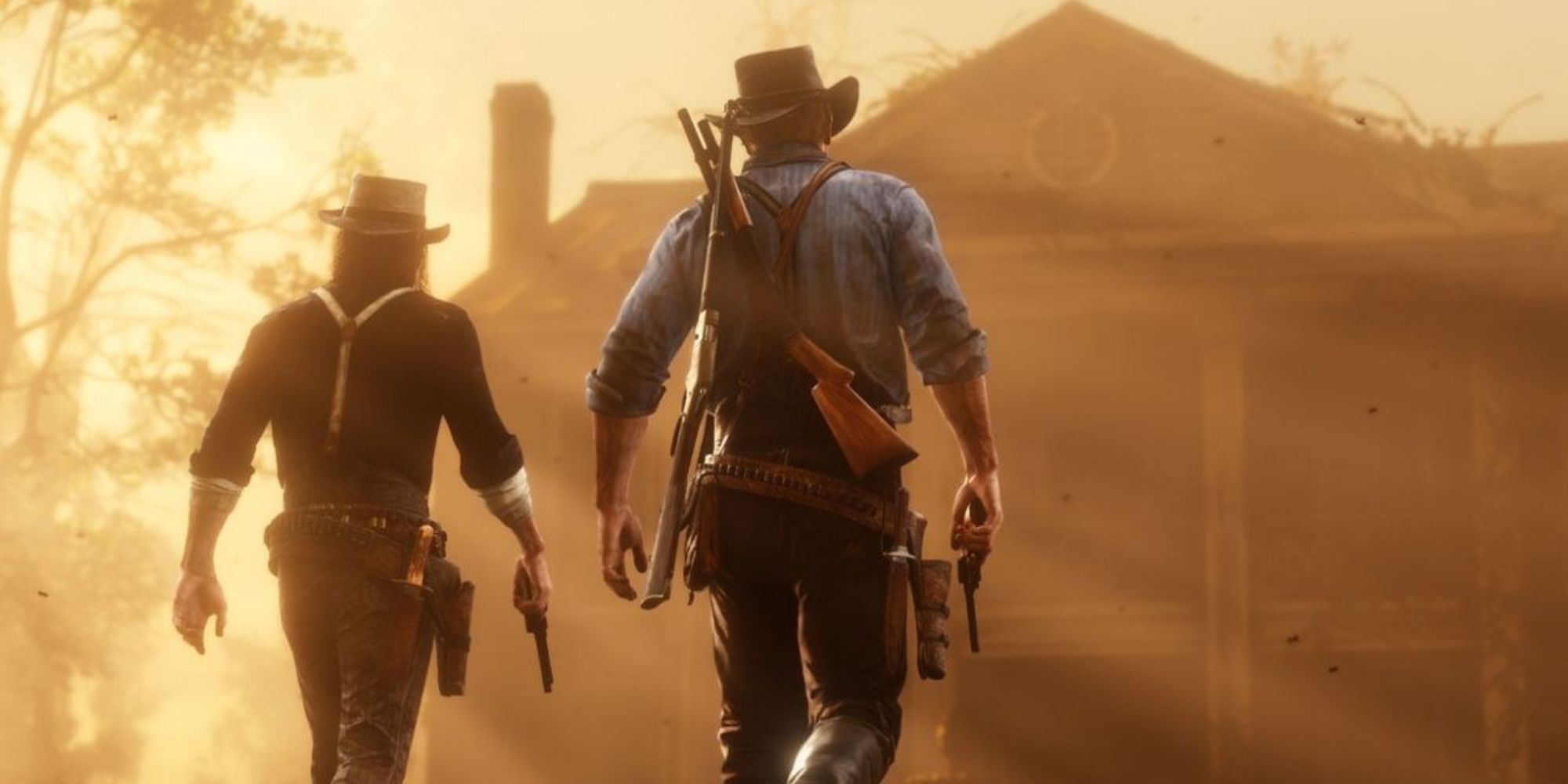 Red Dead Redemption 2 Screenshot Of John and Arthur Next To Each Other In Fog