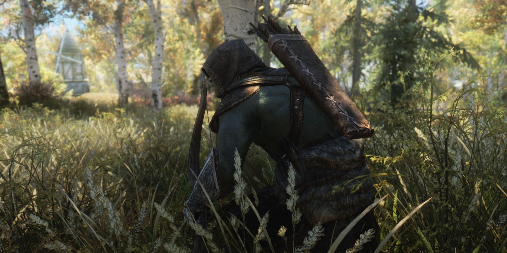 Skyrim Archer Crouching In Forest