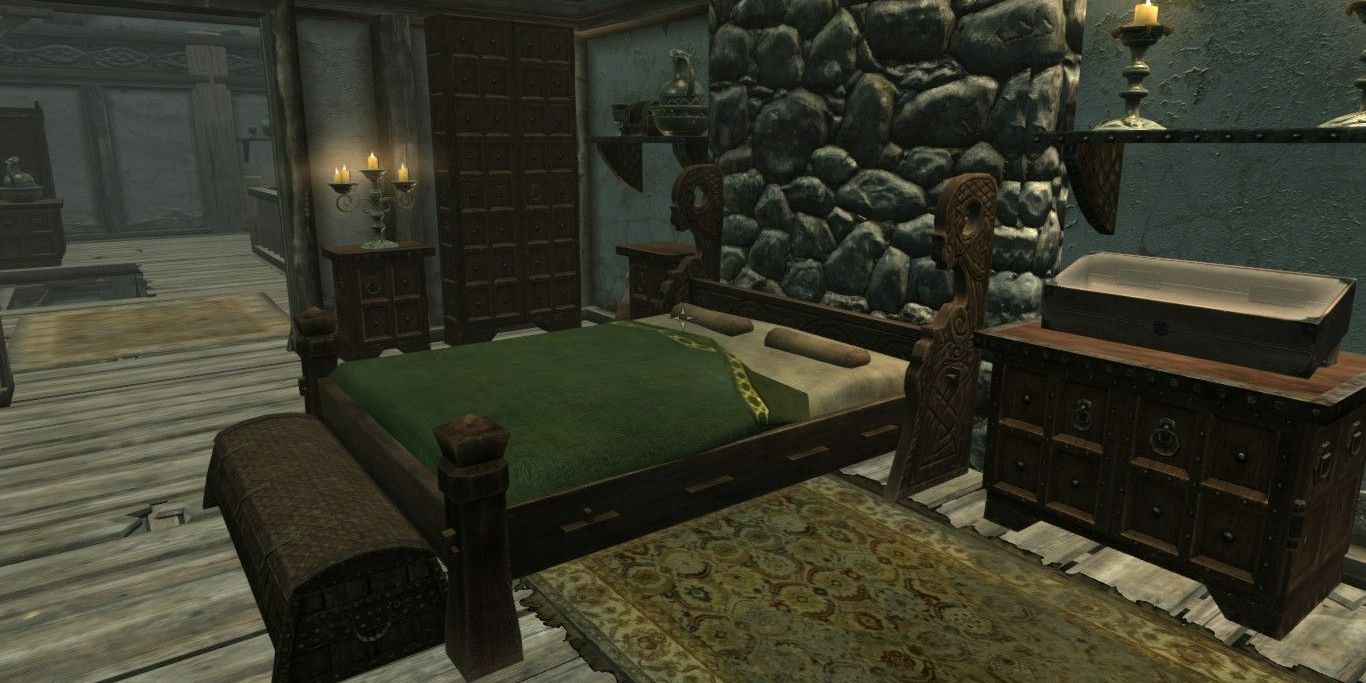A bedroom in Skyrim