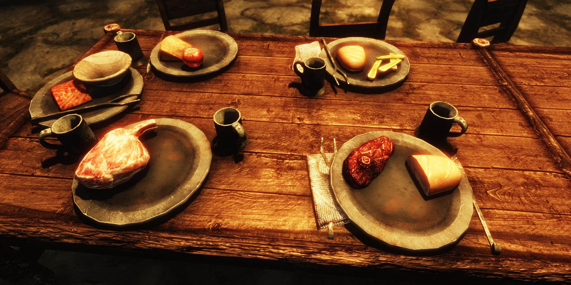 Food on a table in Skyrim