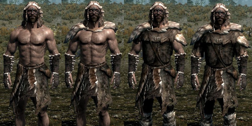 Different styles of fur armor in Skyrim