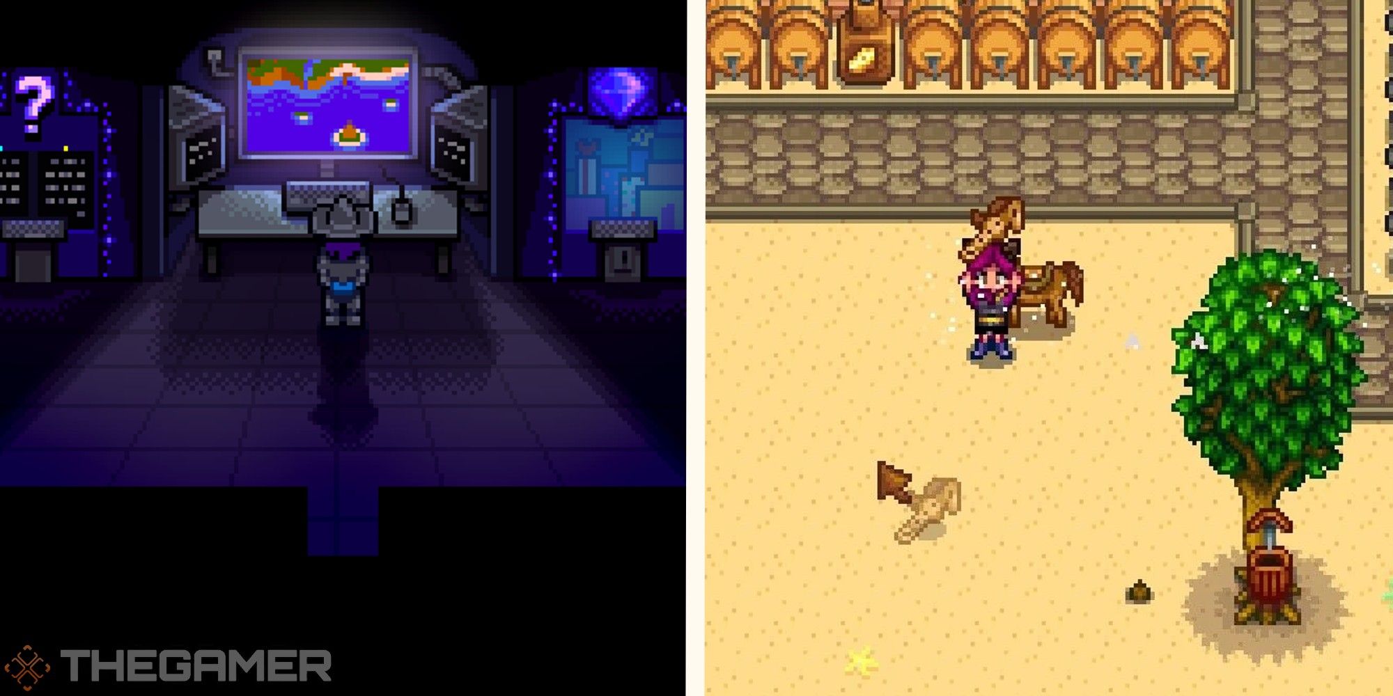 image of qi's walnut room next to image of player holding horse flute
