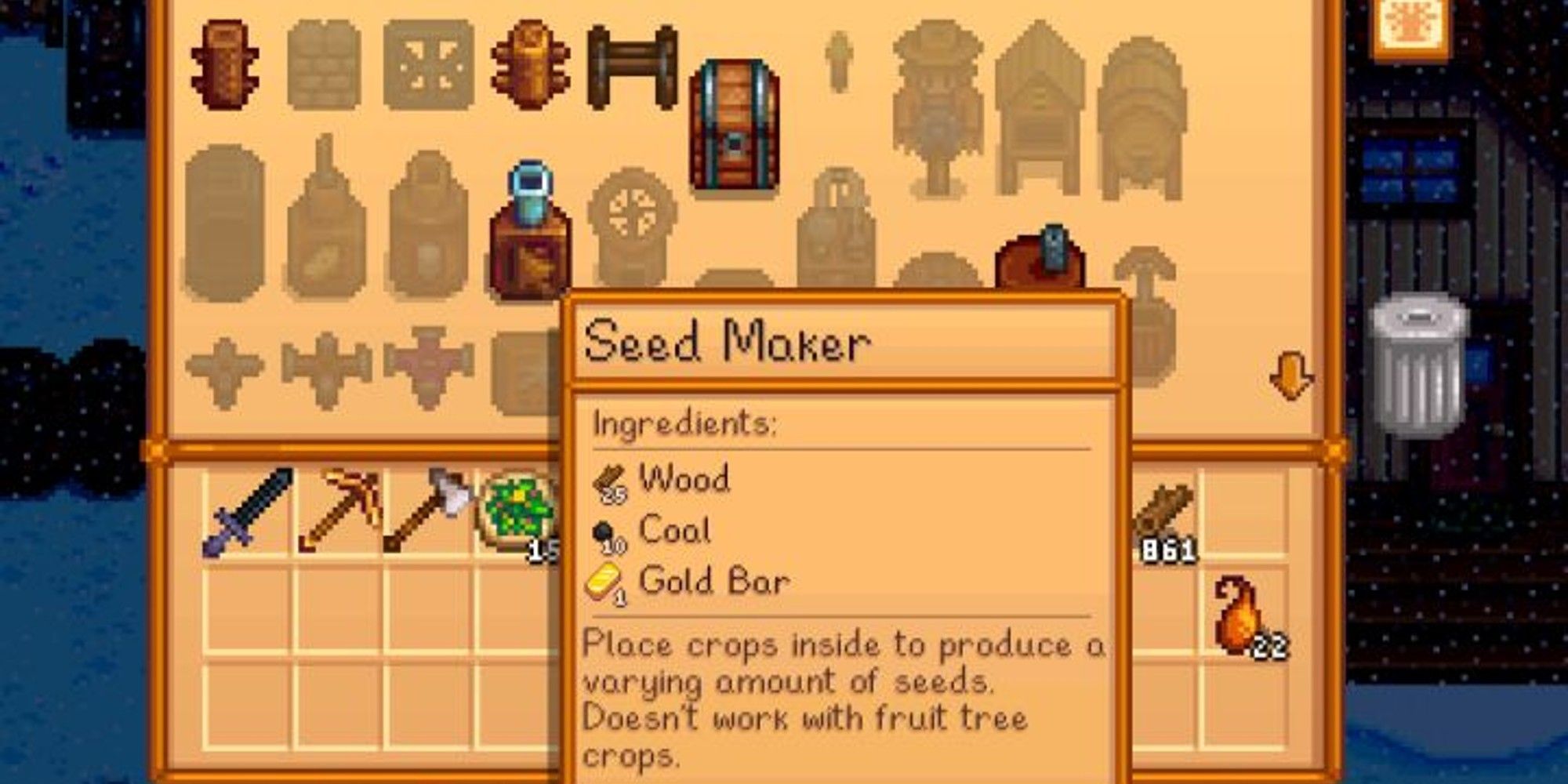 crafting recipe for seed maker