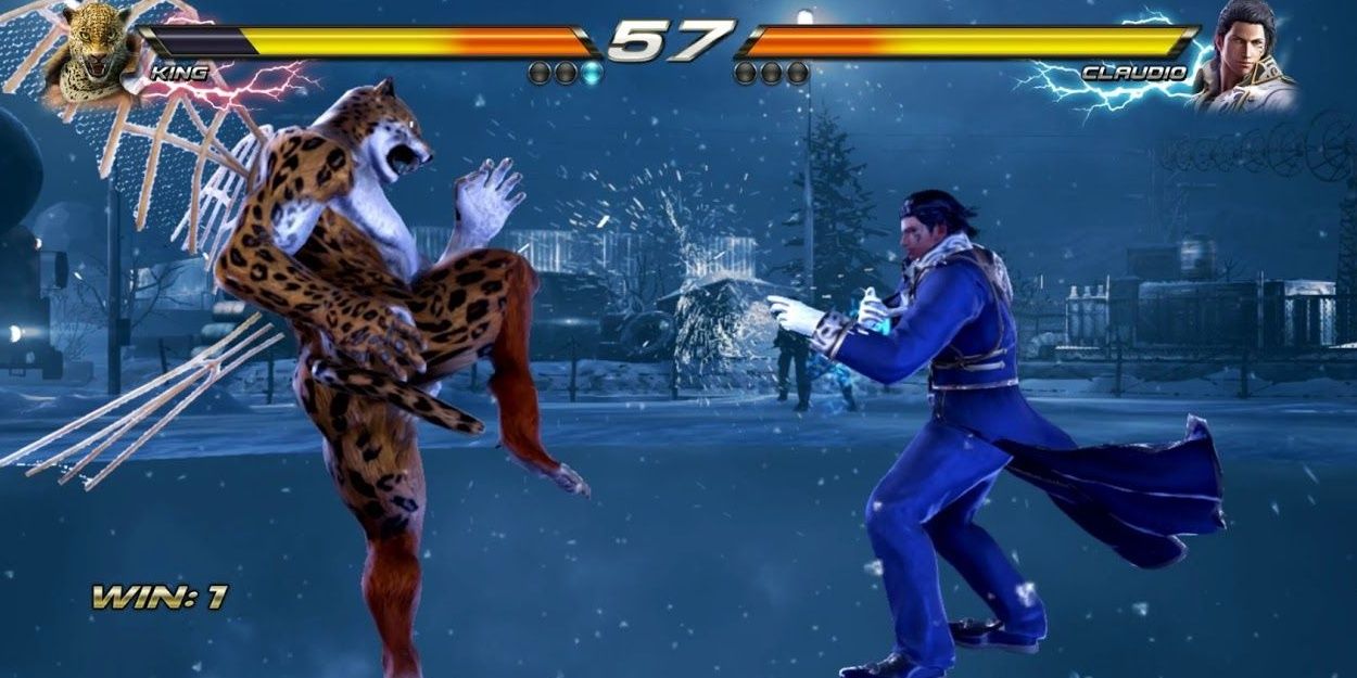 A Tekken 7 fight featuring King and Claudio.