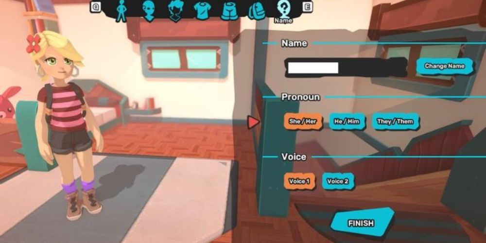 Temtem screen where you choose your pronouns. 