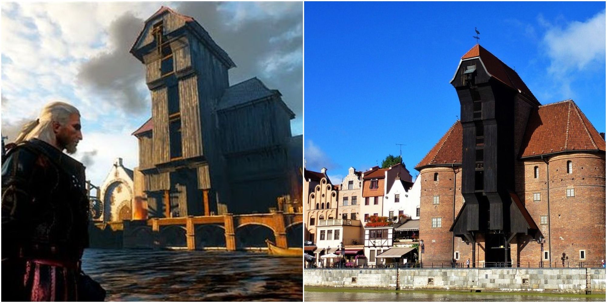 A comparision shot of the crane in Novigrad and Gdánsk
