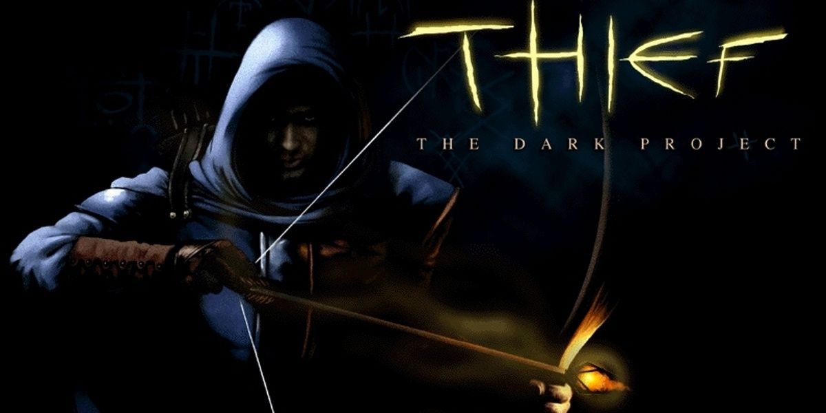 Am image of Garrett from Thief The Drak Project holding a bow