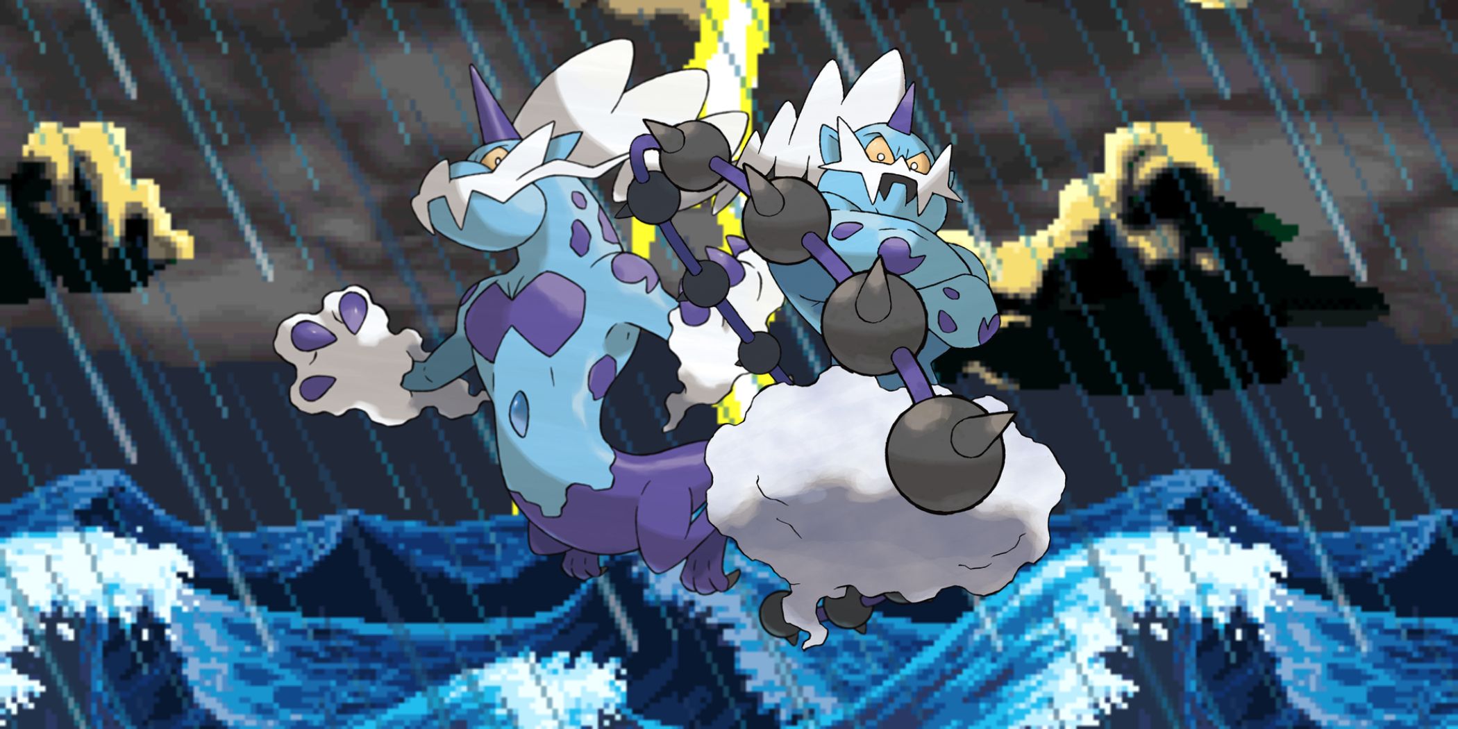 Pokemon Official Art Stormy Thunder Sky Sea Incarnate Therian Forme Legendary Mystery Dungeon