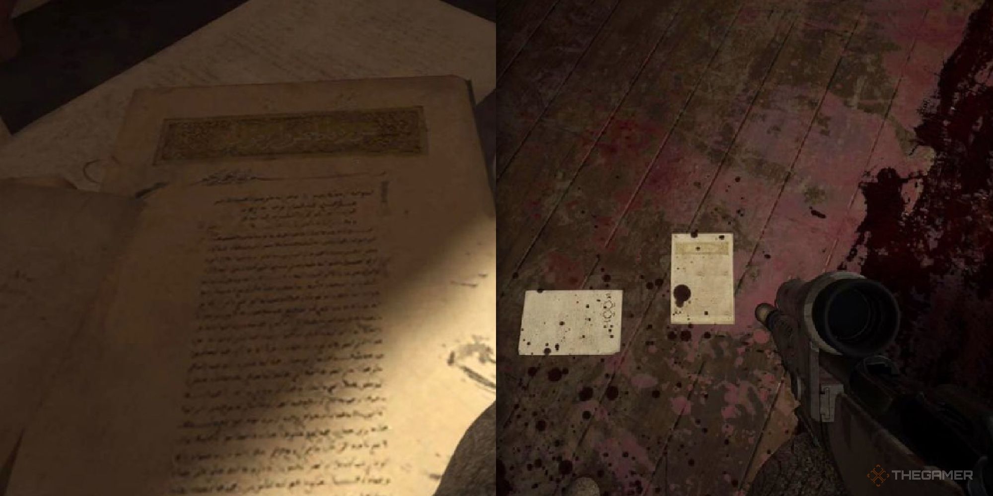 pages from the Quaran on the floor in call of duty Vanguard 