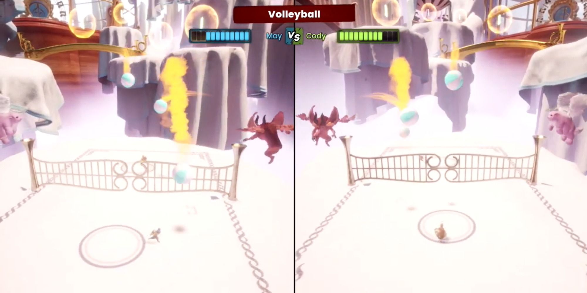 It Takes Two Volleyball minigame with golden net