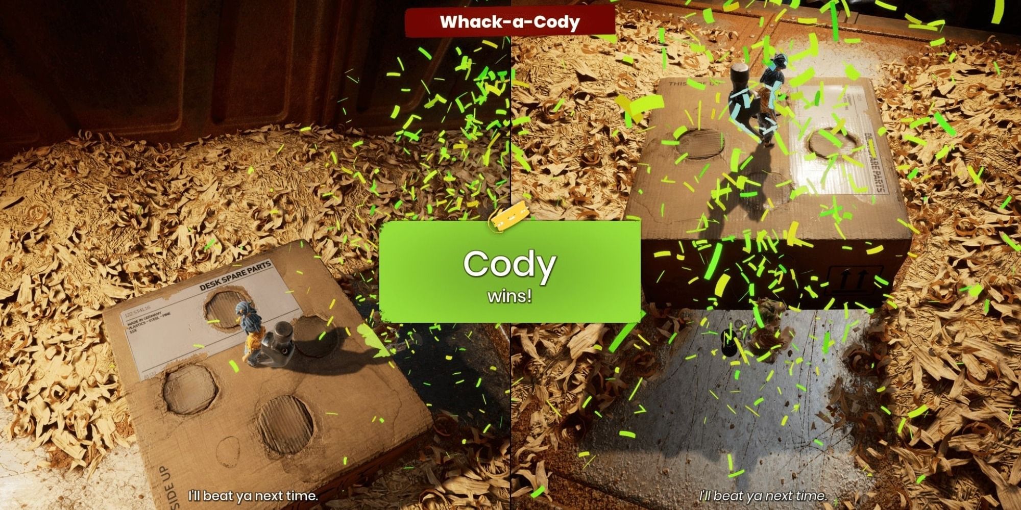 It Takes Two Whack-A-Cody minigame, Cody wins