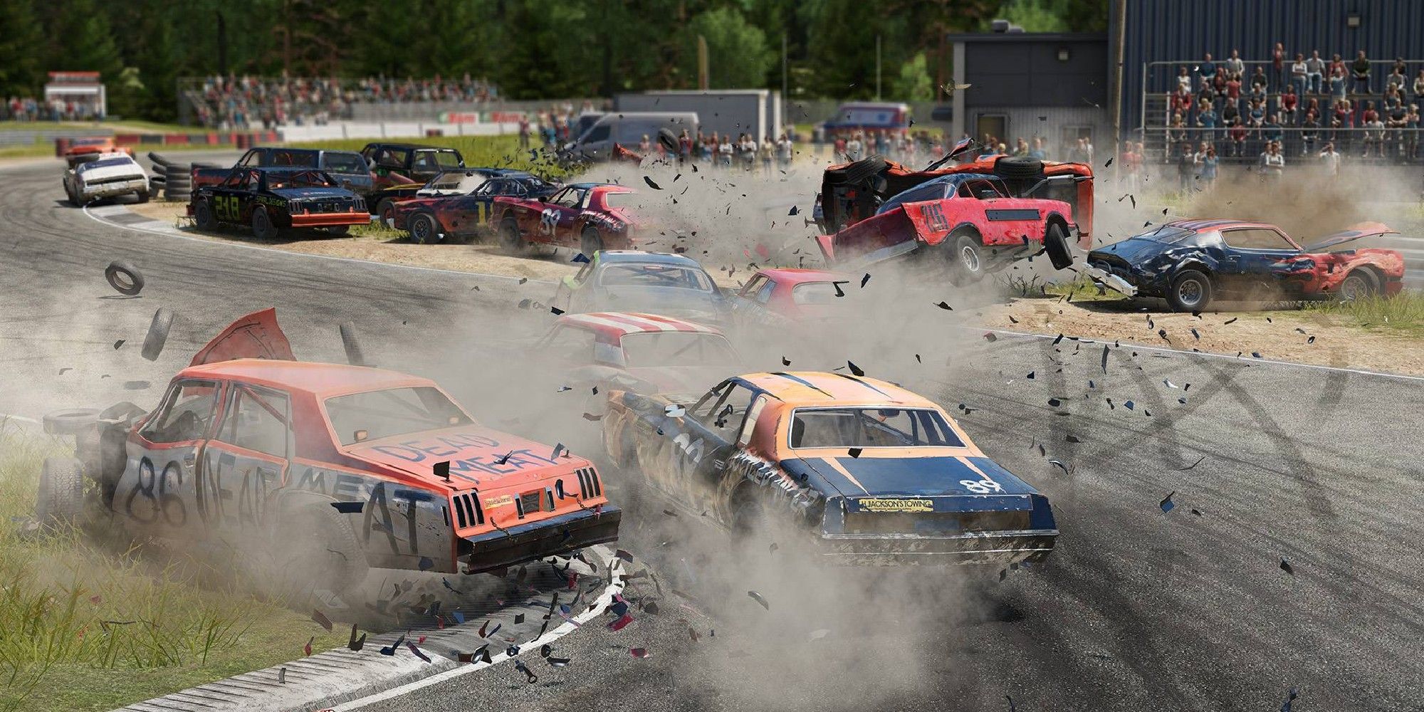 Car crash and pileup in Wreckfest.