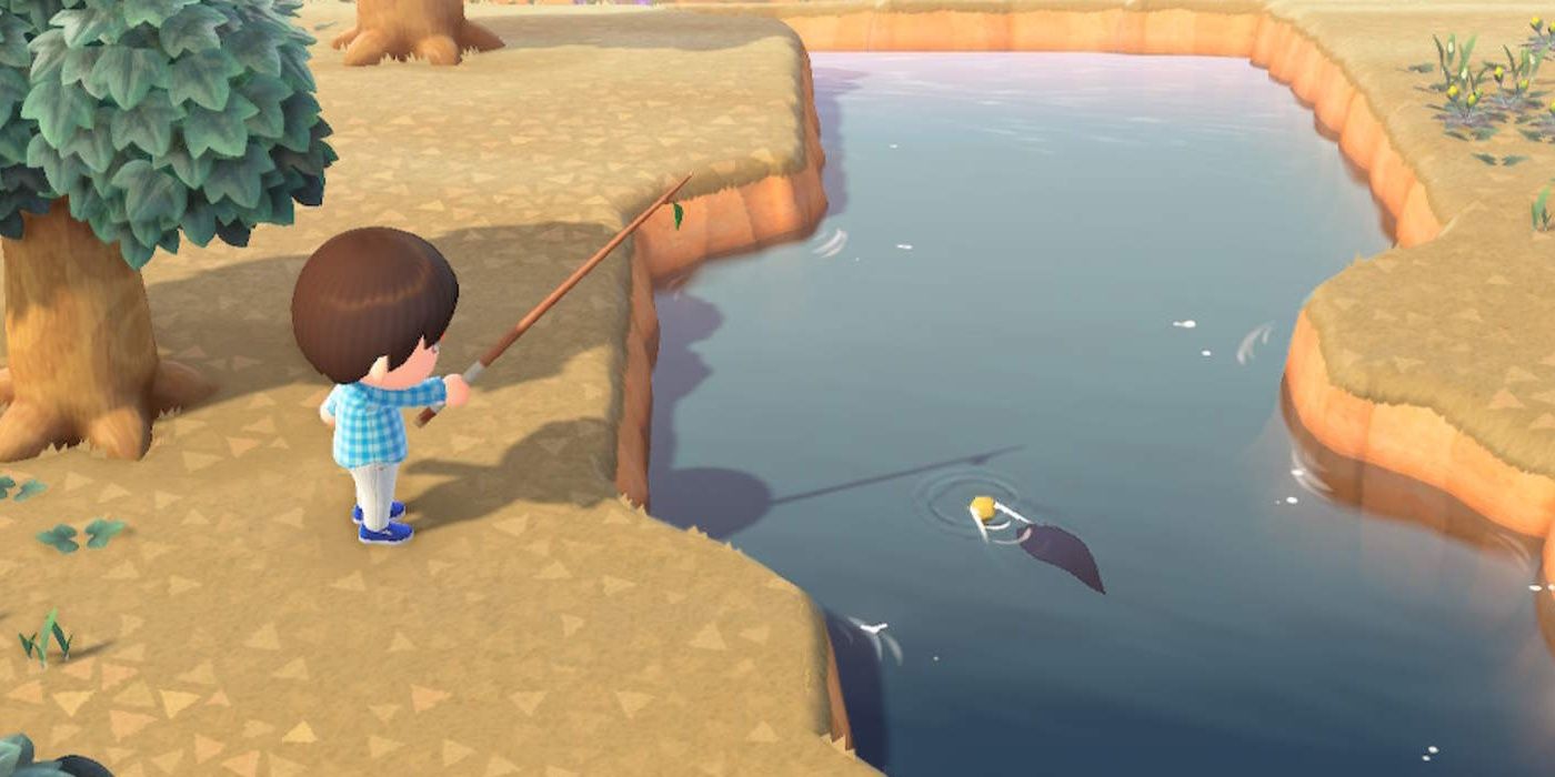 Animal Crossing New Horizons Player Fishing In The River In Autumn