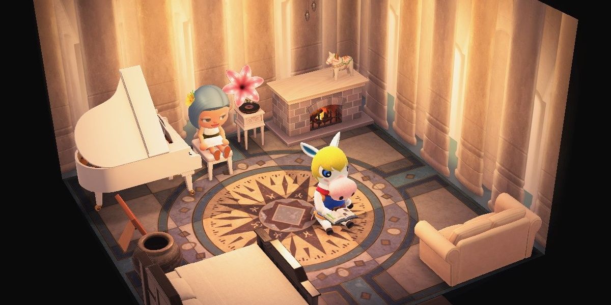 Animal Crossing New Horizons Player Visiting Villager's House Sitting On A Chair