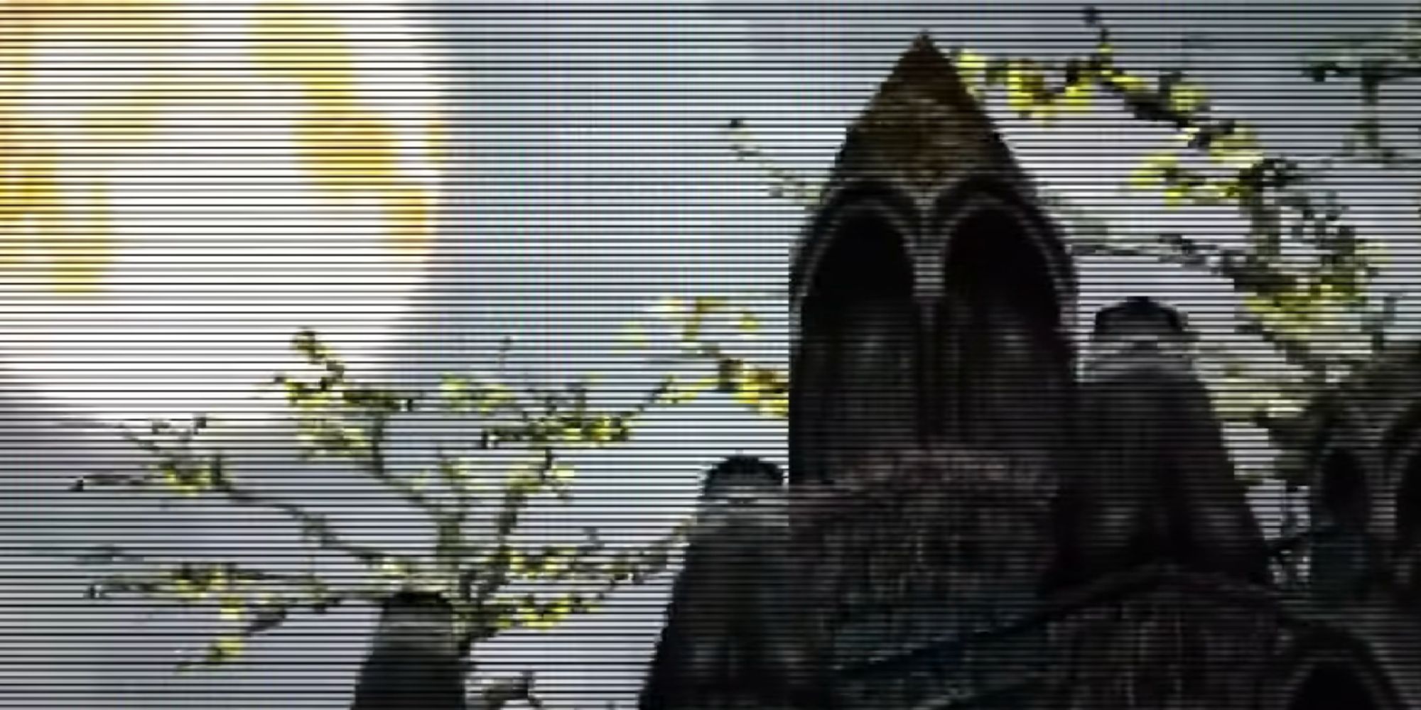 The moon rising over the castle in the Hunter's Dream in Bloodborne PSX
