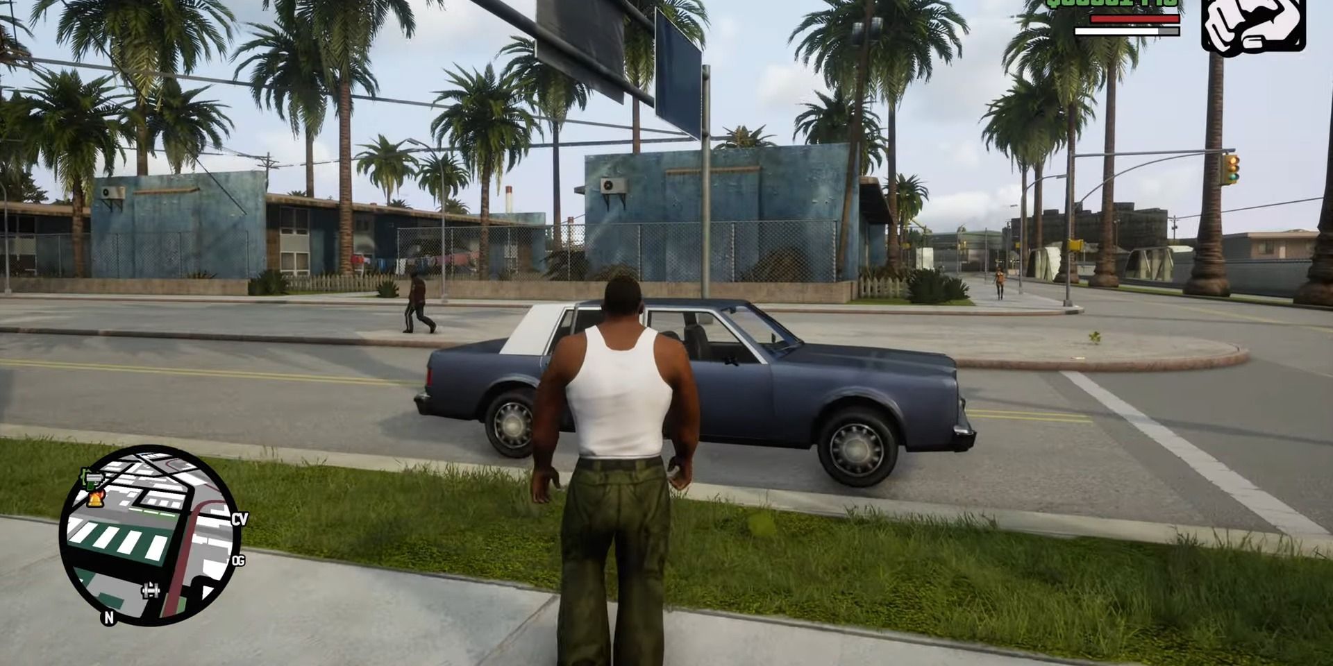 CJ looking muscular in Grand Theft Auto: San Andreas - The Definitive Edition