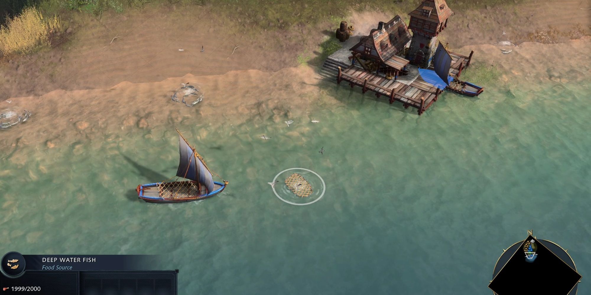 Age Of Empires IV: Fishing Boat Collecting From Deep Water Fish Node