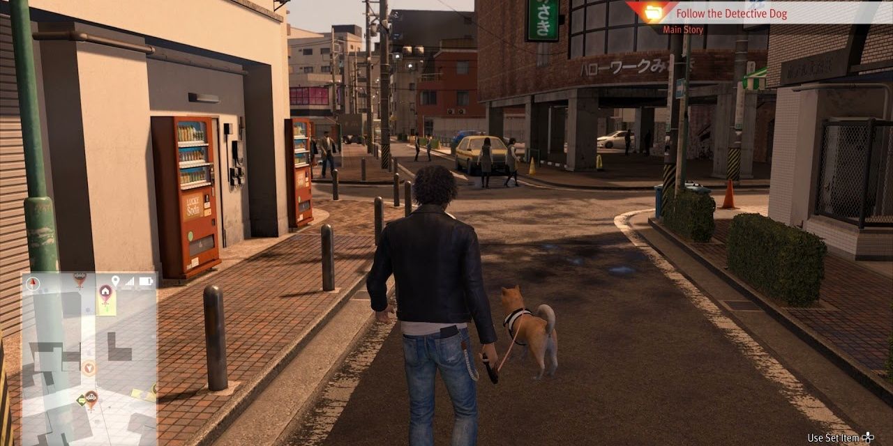 The Lost Judgment detective dog in game screenshot