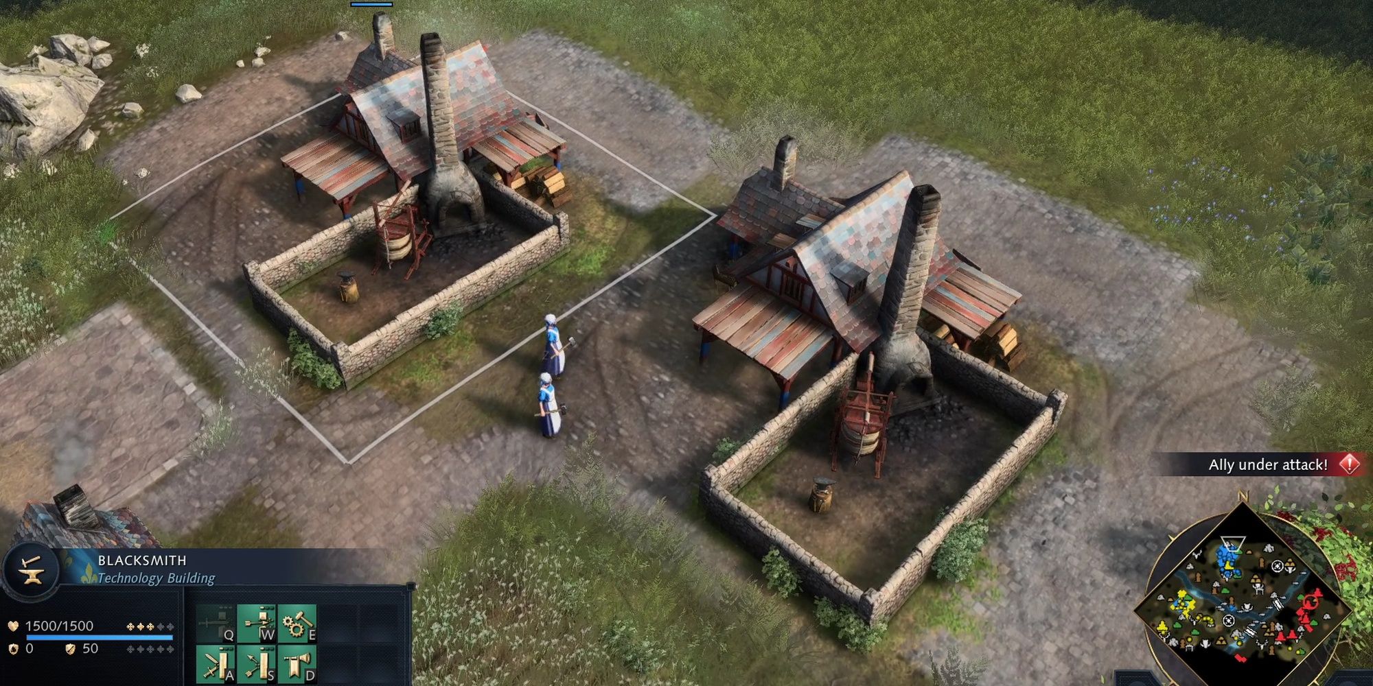 Age Of Empires IV: Two Blacksmith Buildings Researching Different Upgrades At Once