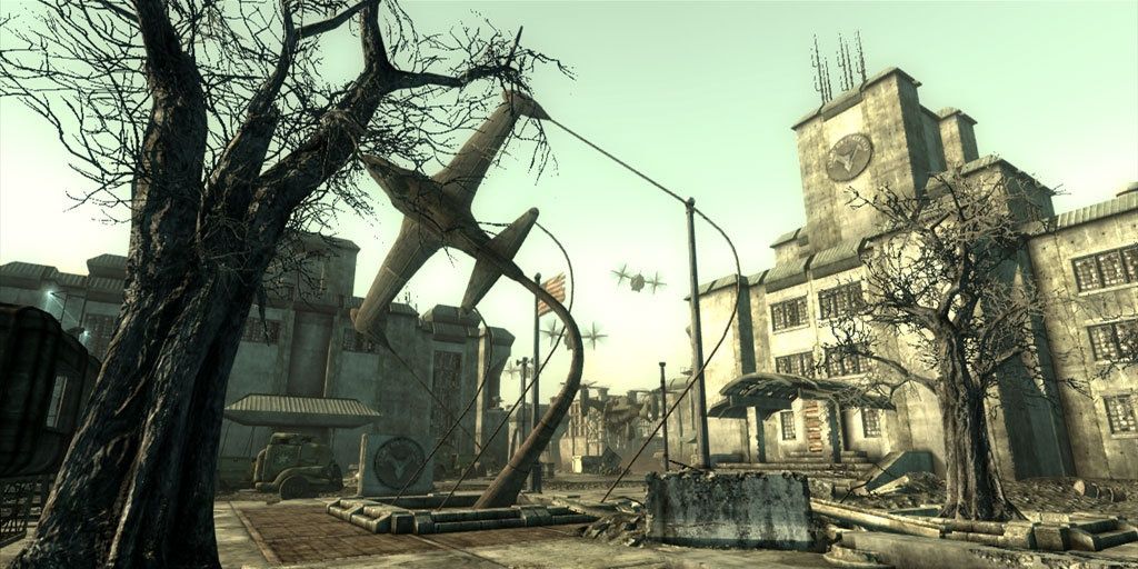 A screenshot showing the Capital Wasteland in Fallout 3