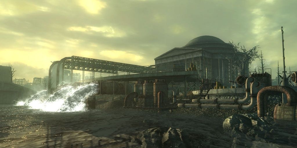 A screenshot showing the Jefferson Memorial in Fallout 3