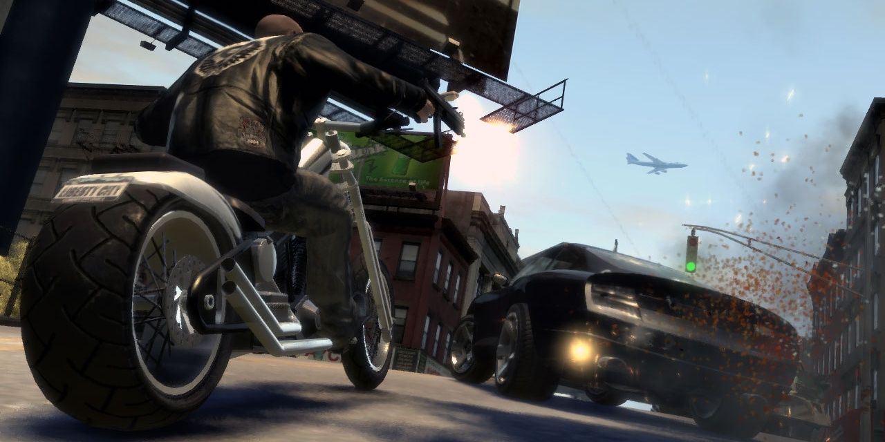 A screenshot showing motorcycle gameplay in Grand Theft Auto: The Lost and Damned