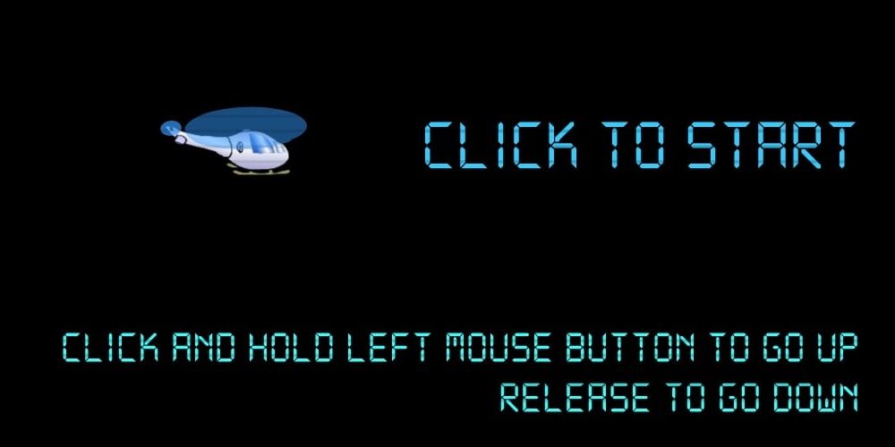 Helicopter Game Flash Game, start screen.