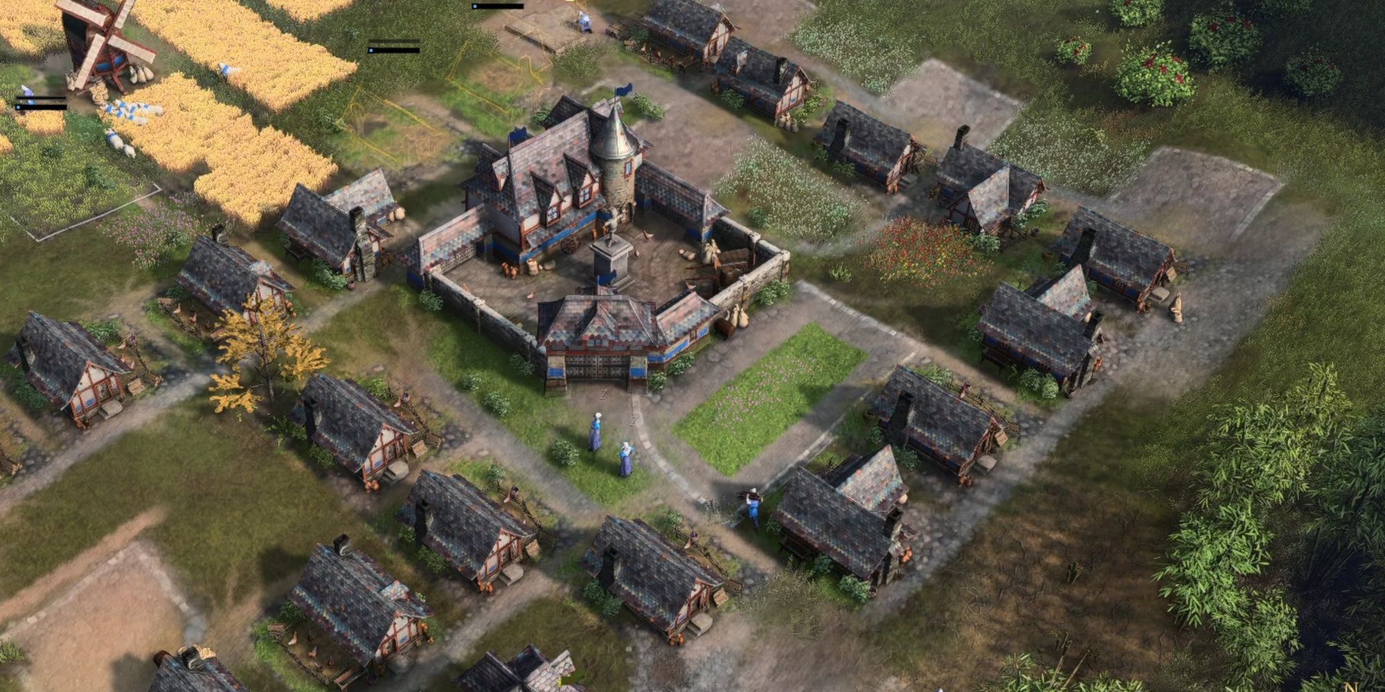 Age Of Empires IV: Player Using Houses To Defend Town Centre