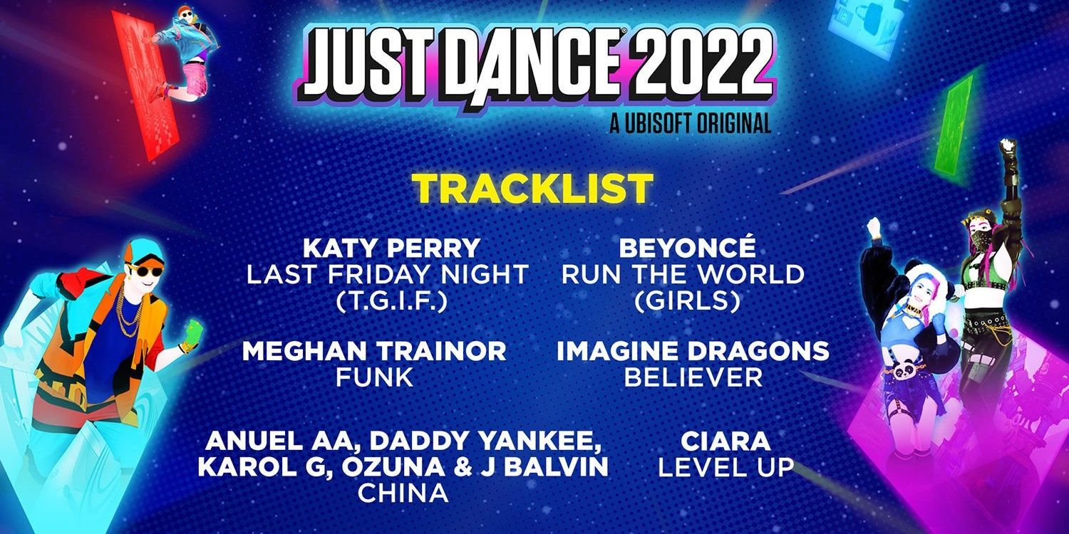 A photo showing some of the songs in Just Dance 2022
