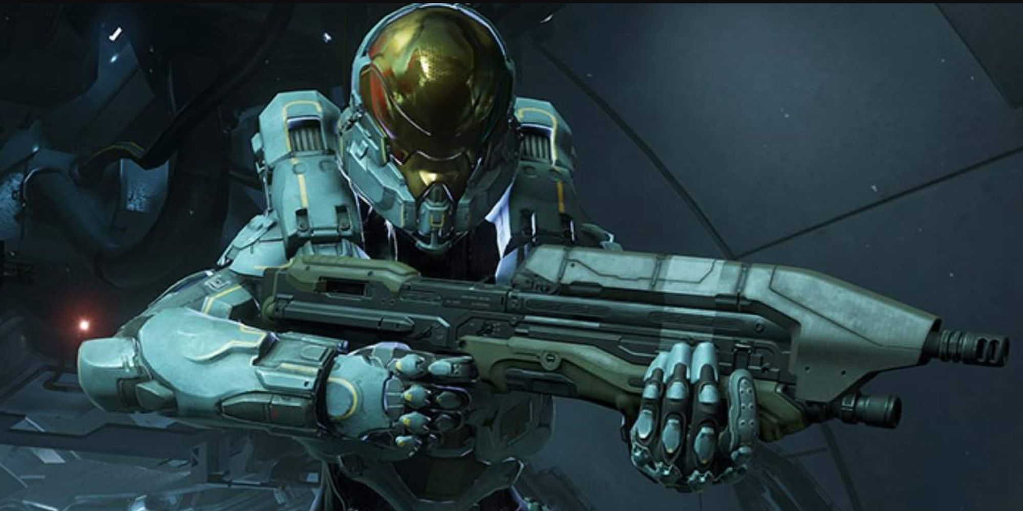 Halo: Spartan Kelly In Profile Holding An Assault Rifle