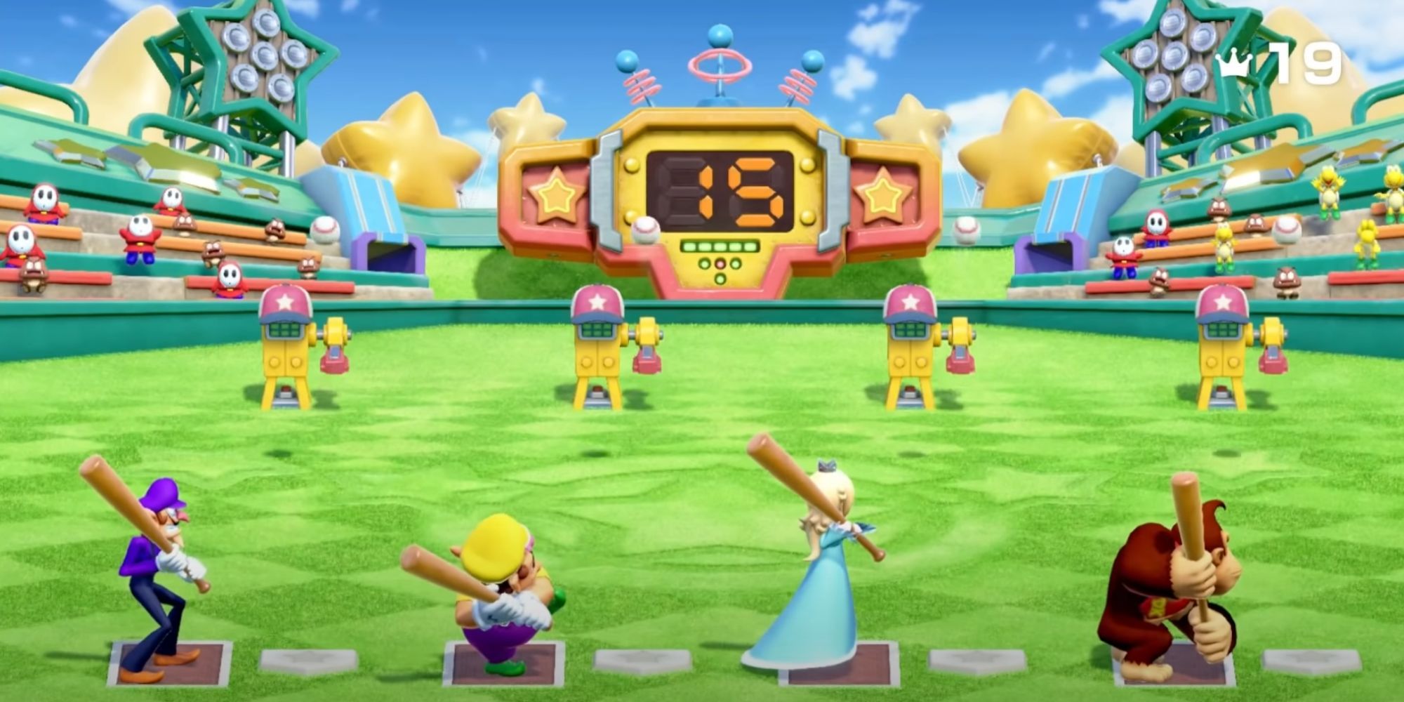 Mario Party Superstars Baseball Minigame With Four Players