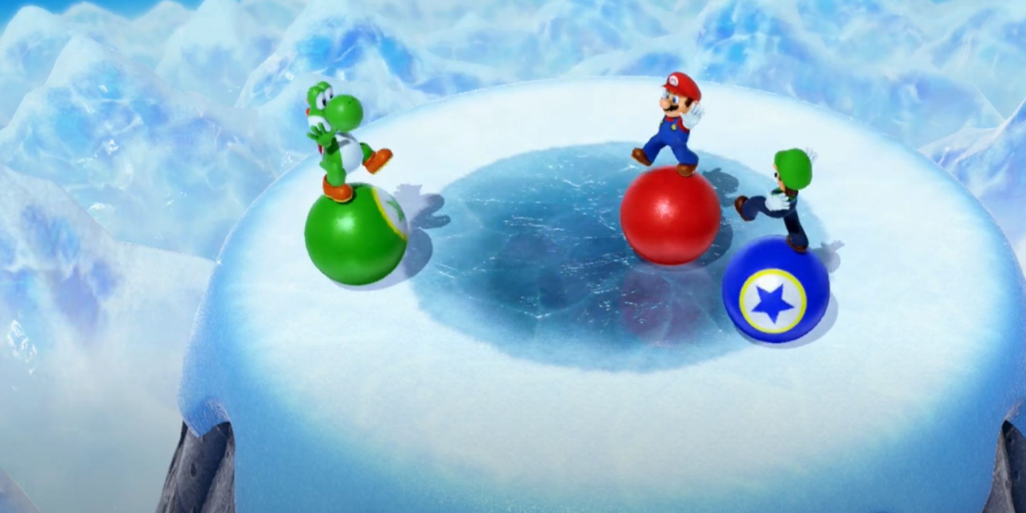 Mario Party Superstars Bumper Balls Minigame with Yoshi, Mario, and Luigi