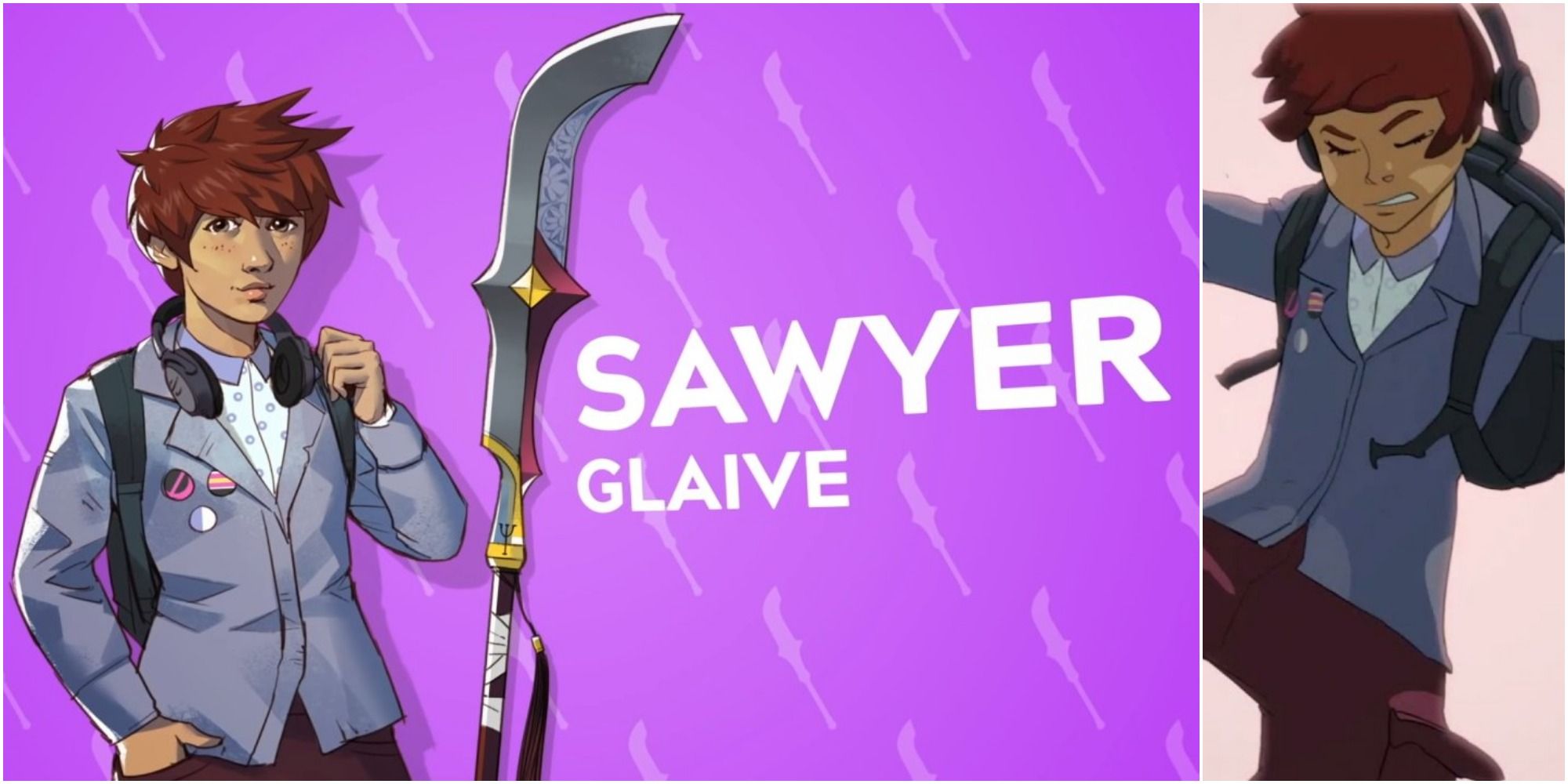 Sawyer and their glaive form in Boyfriend Dungeon