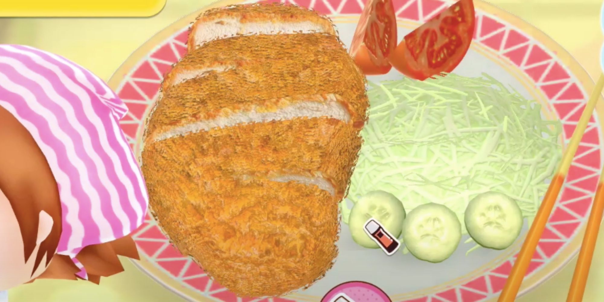 pork cutlet with salad in cooking mama cookstar