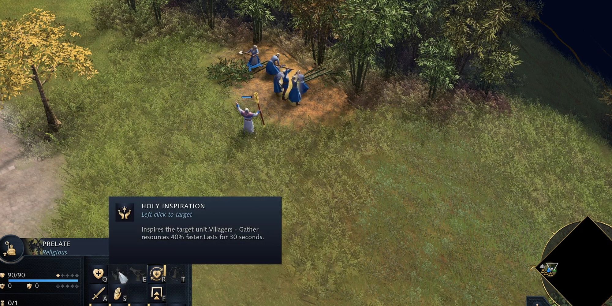Age Of Empires IV: Villagers Receiving Resource Collection Buff From Prelate