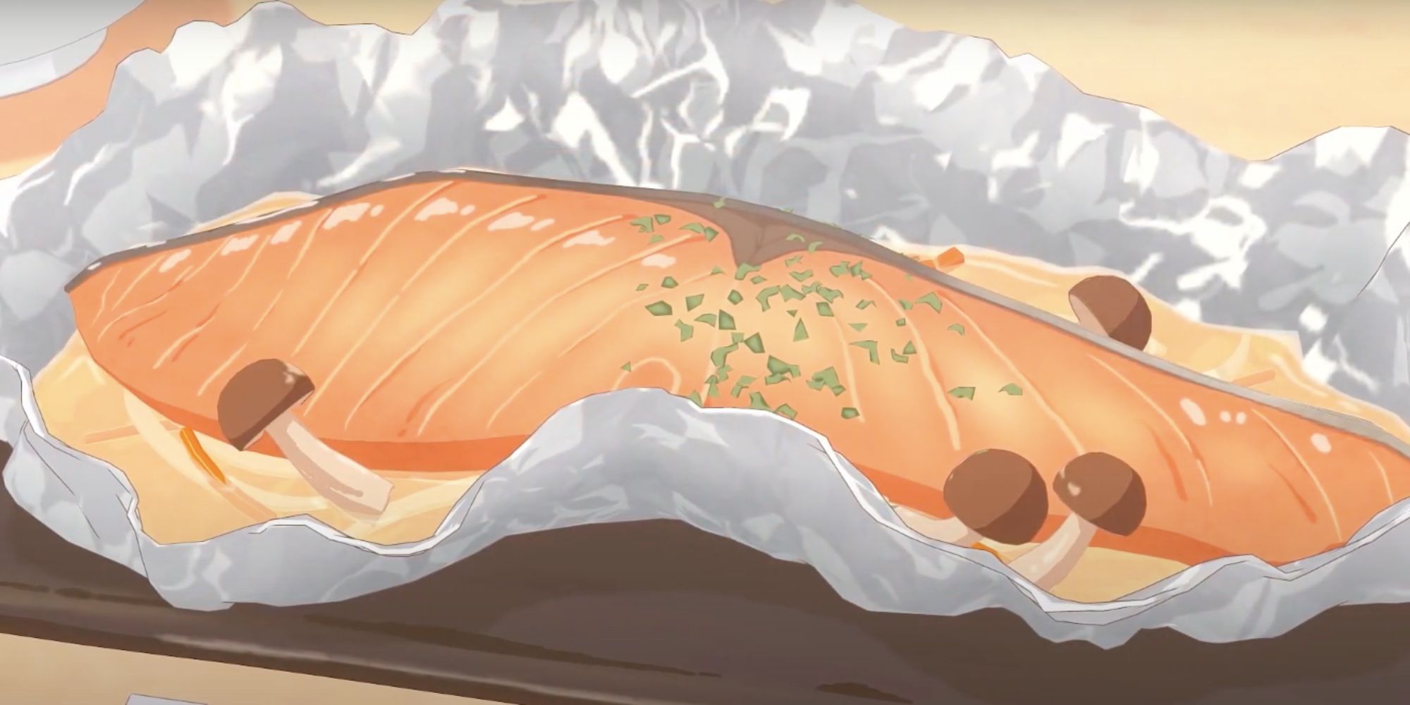 salmon with butter and mushrooms from todays menu for the emiya family
