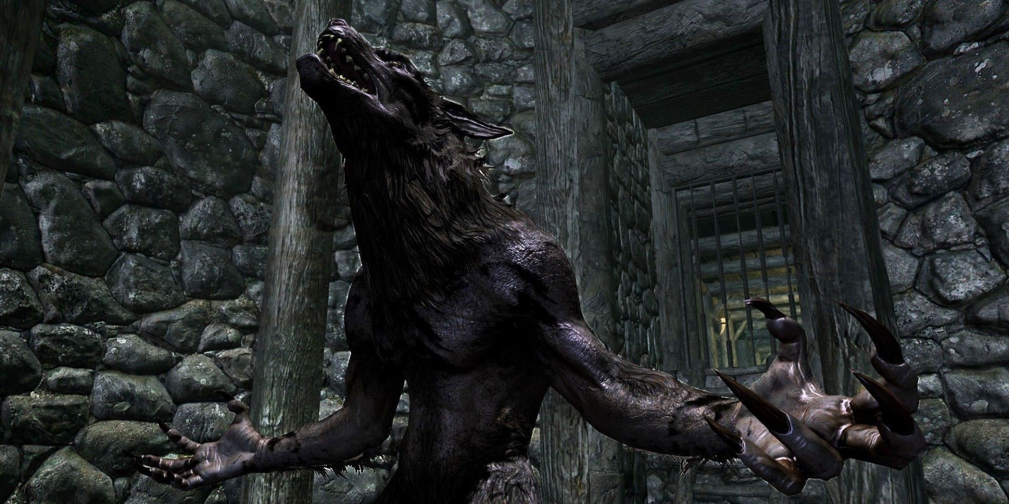 Skyrim NPC Sinding in werewolf form.