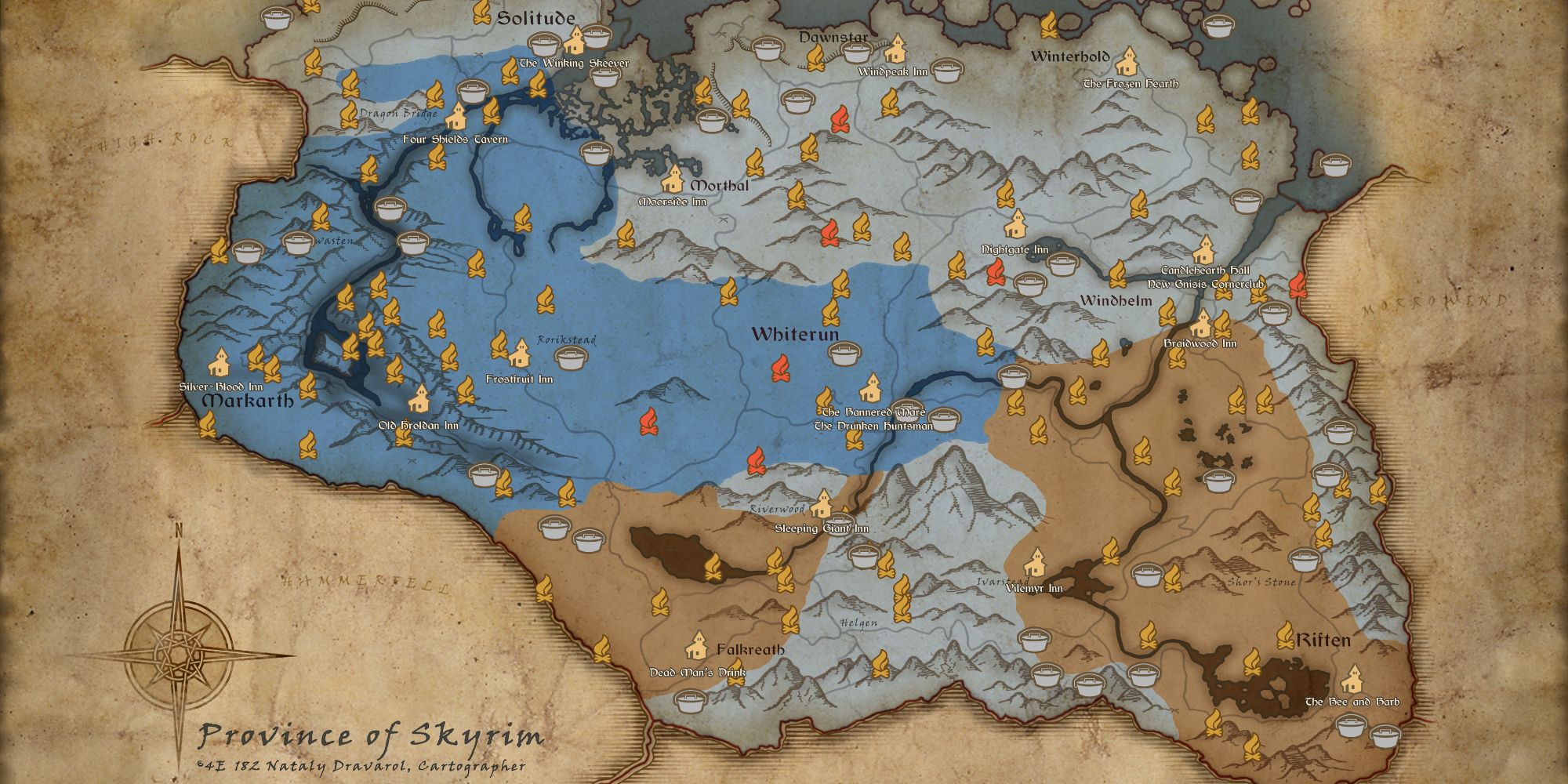 Bethesda's official survival map for Skyrim