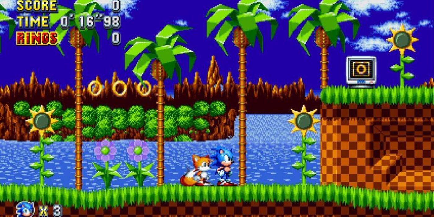 Sonic Mania - Sonic and Tails standing in Green Hill Zone