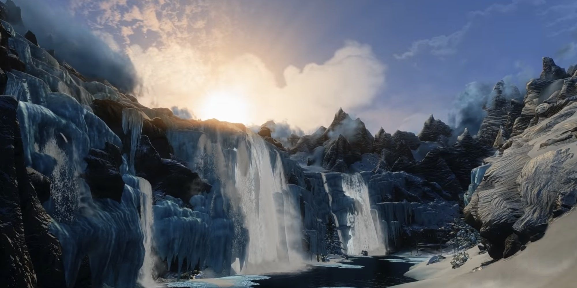 Elder Scrolls V: Skyrim waterfalls in The Forgotten Vale